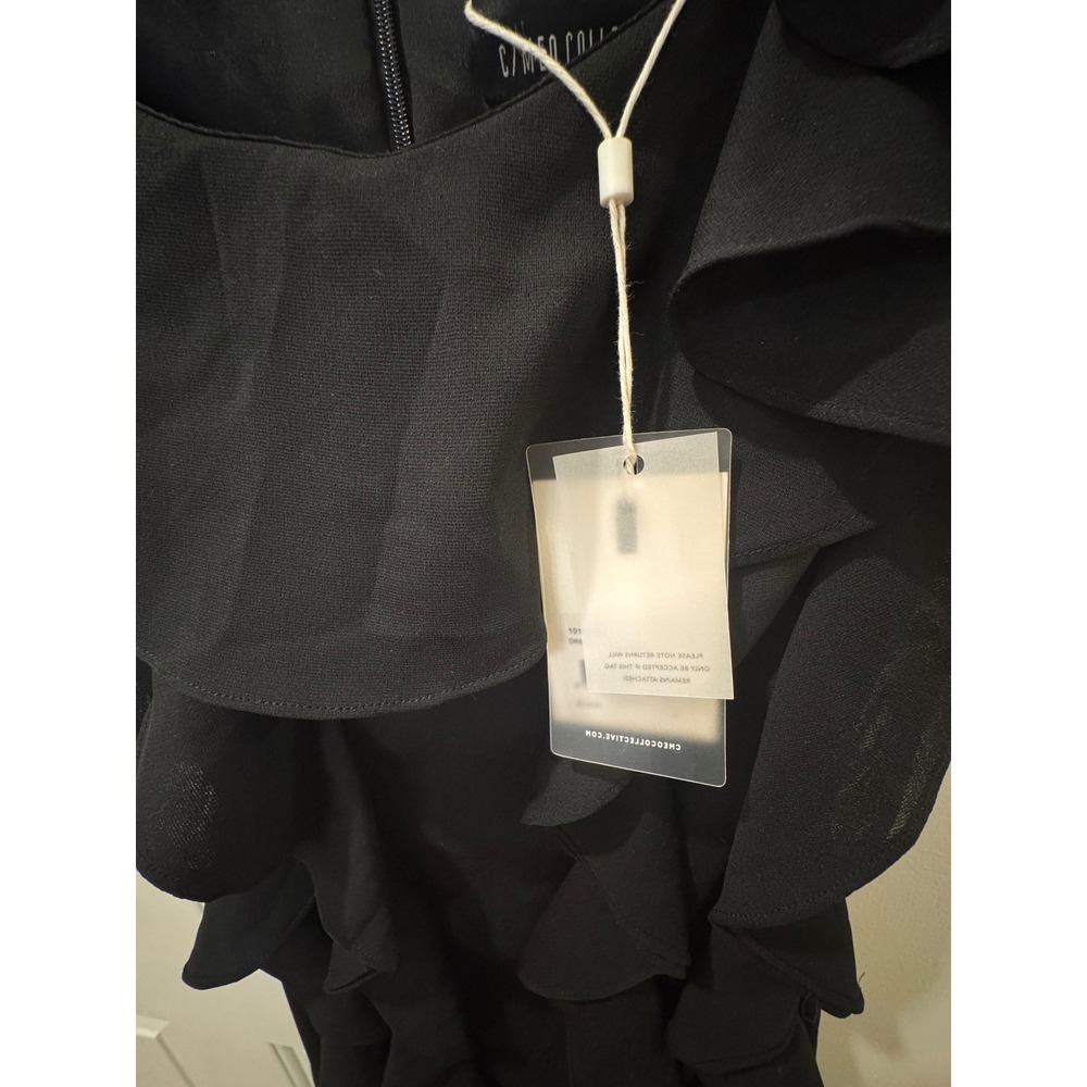 C/MEO COLLECTIVE Women Black Ruffle Off Shoulder Cocktail Dress Size L NWT - Picture 3 of 16